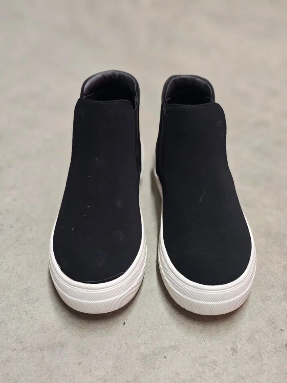 Black Chelsea Slip On Sneakers Platform Sole Minimalist Ankle Boots